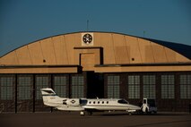 A C-21 aircraft gets fueled up outside of a 458th Airlift Squadron hangar, before a training flight on Dec. 17, 2018 at Scott Air Force Base, Illinois. The 458th AS celebrates 35 years of C-21 operations at Scott AFB in 2019. The C-21A is a twin turbofan-engine aircraft used for cargo and passenger airlift. The aircraft is the military version of the Learjet 35A business jet. In addition to providing cargo and passenger airlift, the aircraft is also capable of transporting one litter or five ambulatory patients during aeromedical evacuations.