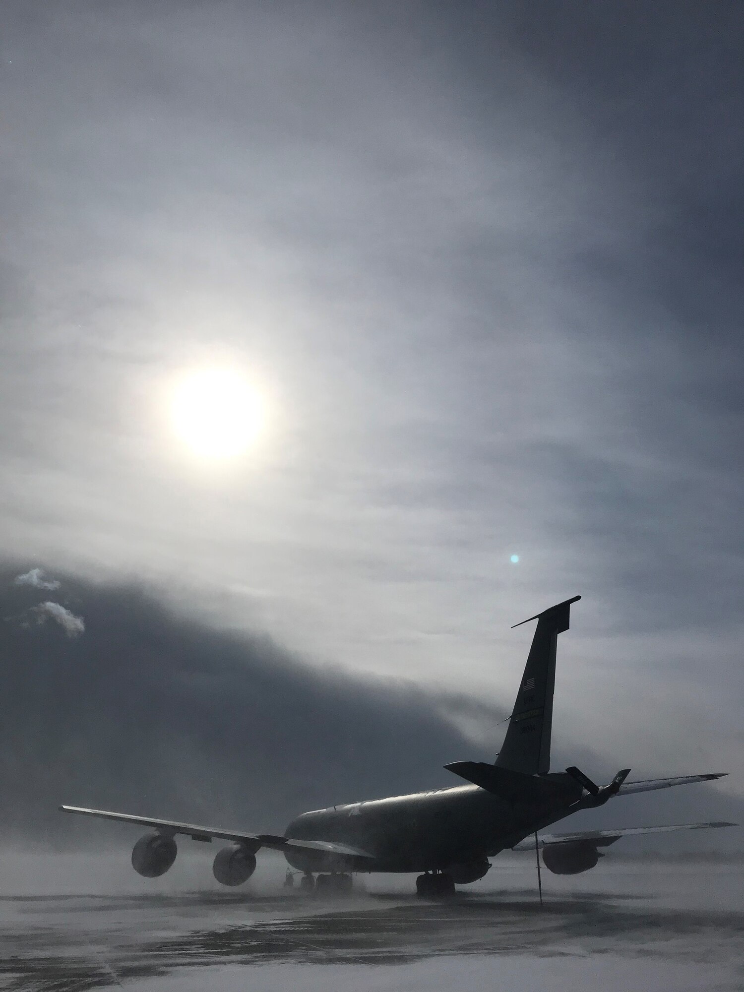 KC-135 awaits lake effect snow storm