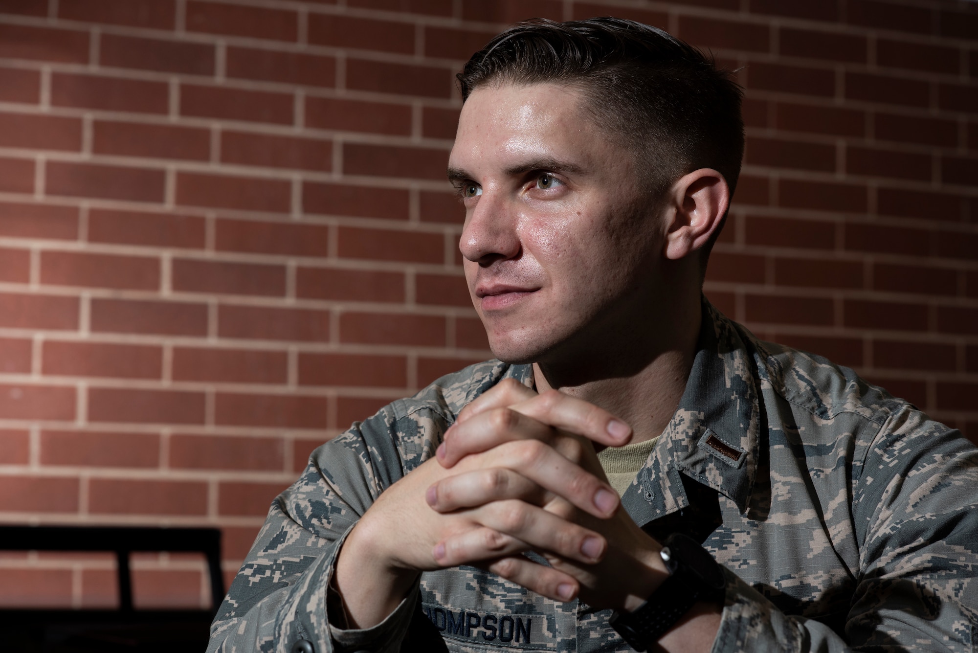 2nd Lt. Josh Thompson, 49th Wing Public Affairs officer, poses for a portrait, Jan. 25, 2019, at the Defense Information School on Fort George G. Meade, Md. Currently attending his public affairs training at DINFOS, Thompson continues to adapt to the daily changes that he is faced with in his new career as a PAO. (United States Air Force photo by Tech. Sgt. Maeson L. Elleman)