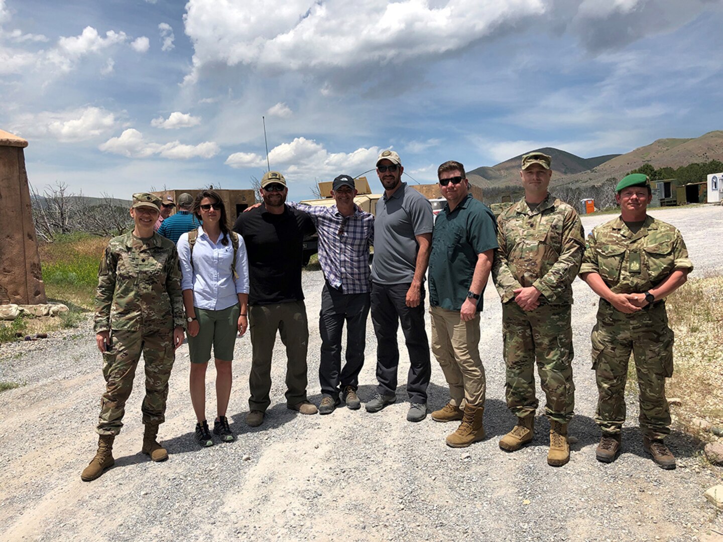 Group photo of 341st Military Intelligence Soldiers and 6 Military Intelligence Battalion professionals at Camp Williams, Utah on June 13, 2019.