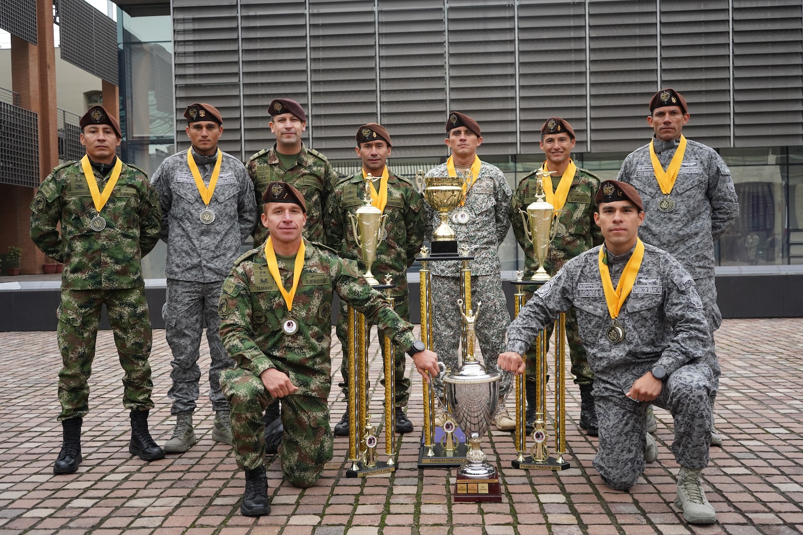 Comandos Colombia pose with their trophy after a closing ceremony held for Fuerzas Comando 2019.