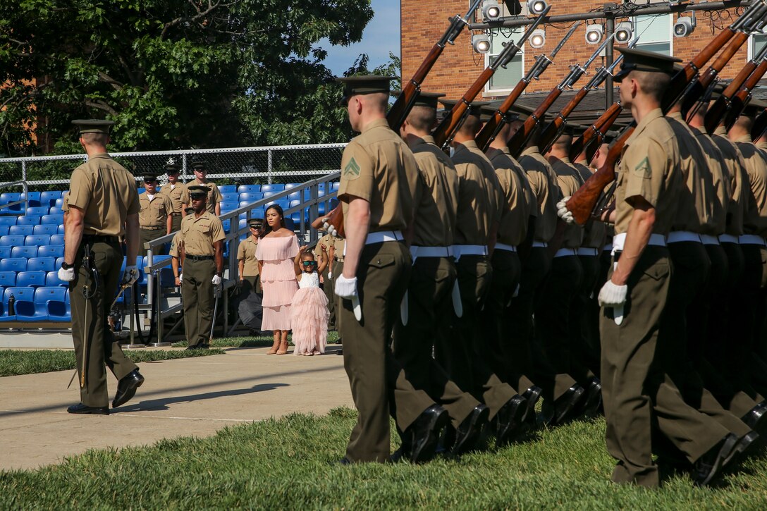 Analia Naylin Pages, the daughter of Master Sgt. Edward Pages III and retired Gunnery Sgt. Ana Liz Perez has B-Cell Acute Lymphoblastic Leukemia and served as our guest of honor for the parade practice.