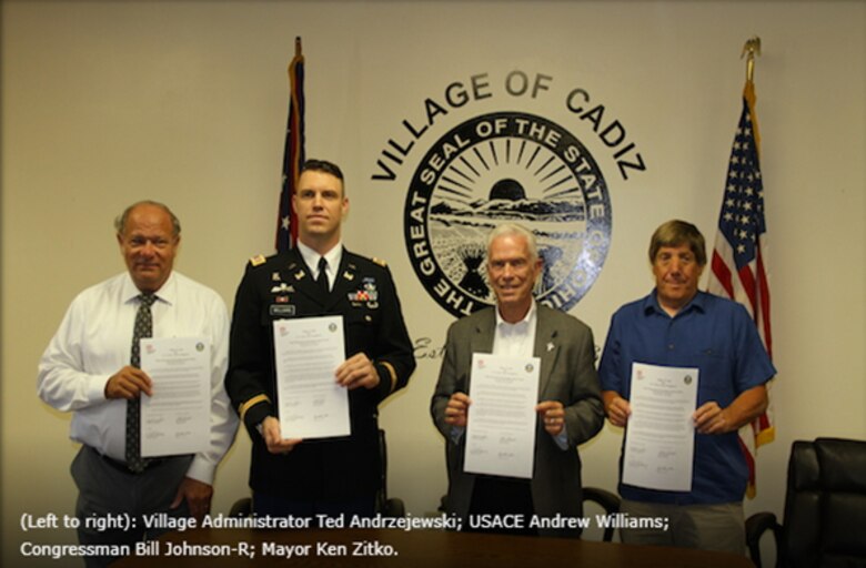 ​Captain Andrew Williams represented the Huntington District at the Partnership Agreement signing for waste water system improvements for the Village of Cadiz, Ohio.