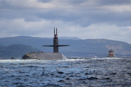 HER MAJESTY’S NAVAL BASE CLYDE, Scotland (July 2, 2018) The Ohio-class ballistic missile submarine USS Alaska (SSBN 732) arrives at Her Majesty’s Naval Base Clyde, Scotland, for a scheduled port visit July 2, 2019. The port visit strengthens cooperation between the United States and United Kingdom, and demonstrates U.S. capability, flexibility, and continuing commitment to NATO allies.