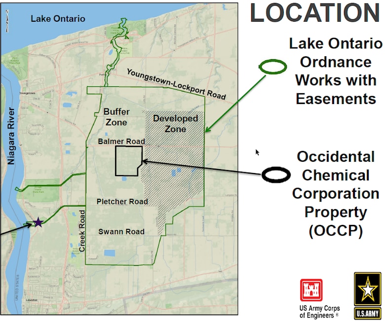 The U.S. Army Corps of Engineers, Buffalo District, is excited to begin the final remedial action to be conducted at the Lake Ontario Ordnance Works (LOOW) Formerly Utilized Defense Site, located in Niagara County, New York on July 8th 2019.  Site work is expected to finish in Late August 2019, with expected construction completion in September 2019.