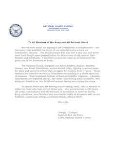 2019 Independence Day Message from the Chief of the National Guard Bureau, General Joseph L. Lengyel