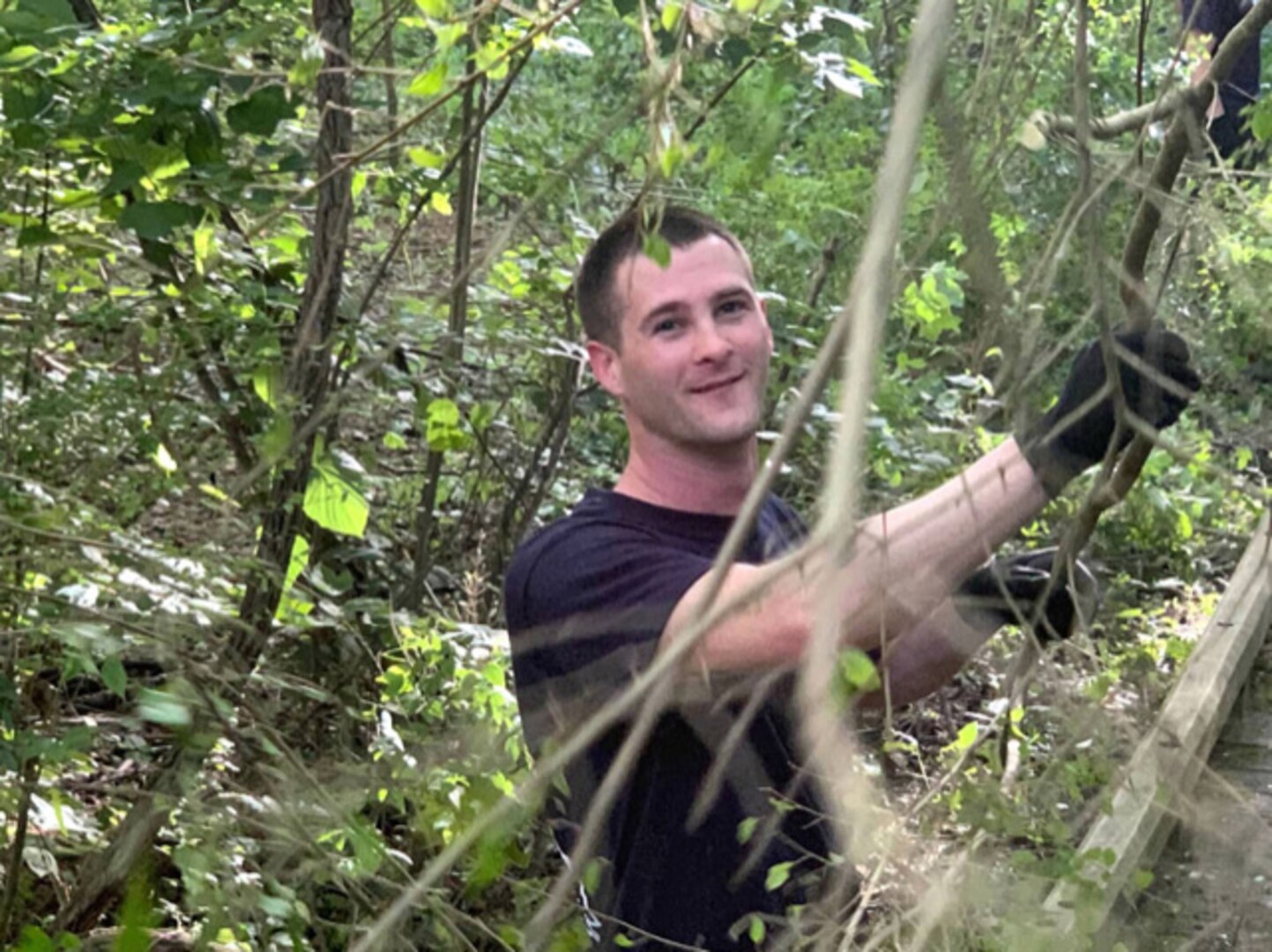 Forty-nine Airmen with the 124th Intelligence Squadron (IS) helped restore the Reed Creek Nature Park to its natural beauty during annual training June 13, 2019, at Fort Gordon, Georgia. Airmen cleared more than an acre of land of an invasive species, Chinese Privet, which threatened the natural habitat's native species.