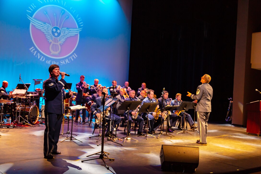 TSgt Michelle Hoffman nails a performance with Blue Groove, the Air National Guard Band of the South jazz ensemble