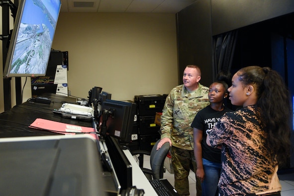 Members of the 175th Wing, Maryland Air National Guard, hosted a group students from the Baltimore City Department of Recreation and Parks Science, Technology, Engineering and Math program, July 3, 2019, at Martin State Airport, Middle River, Md. The students, ranging from 9th – 12th grade, were introduced to the A-10C Thunderbolt II aircraft and simulator as well as Electro-Optical and Infrared (EOIR) sensors. (U.S. Air National Guard photo by Staff Sgt. Enjoli Saunders)