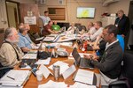 Leadership from various West Virginia state agencies discuss operations during the 2019 Beaver Valley Power Station radiological preparedness exercise held March 12, 2019, at the West Virginia National Guard armory in Charleston. The West Virginia Division of Homeland Security and Emergency Management completed a Federal Emergency Management Agency (FEMA) full-scale exercise designed to test the agency’s abilities to deal with a nuclear accident or event at the Beaver Valley Nuclear Power Plant in Beaver County, Pennsylvania. (U.S. Army National Guard photo by Bo Wriston)