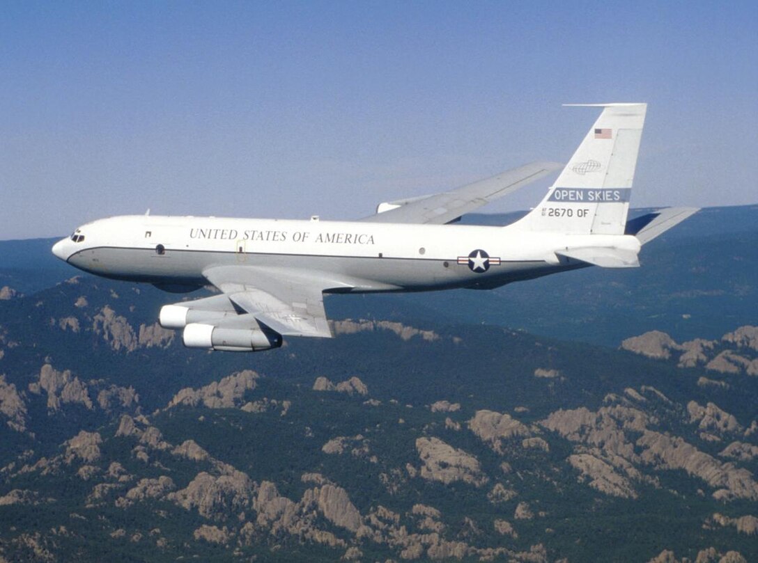 The Boeing OC-135B is the certified aircraft used by the United States for observation flights as part of the Open Skies Treaty. (U.S. Air Force photo)
