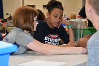 IMAGE: KING GEORGE. Va. (June 26, 2019) – Middle school students prepare for an aerospace engineering rocketry activity at the 2019 Naval Surface Warfare Center Dahlgren Division (NSWCDD) science, technology, engineering, and mathematics (STEM) Summer Academy, held June 24-28. They were among 70 middle school students who constructed and calibrated their water rockets while discovering the optimal amount of fuel (water) to launch a ball the highest. The STEM Summer ‘campers’ worked in teams to organize and analyze their data in order to determine what fuel volume will result in the highest launch.