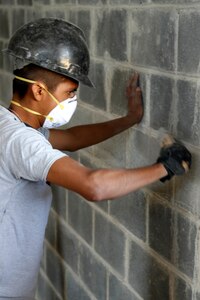 Task Force Rise Soldiers Construct a Rock Barrier in Guatemala