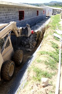 Task Force Rise Soldiers Construct a Rock Barrier in Guatemala