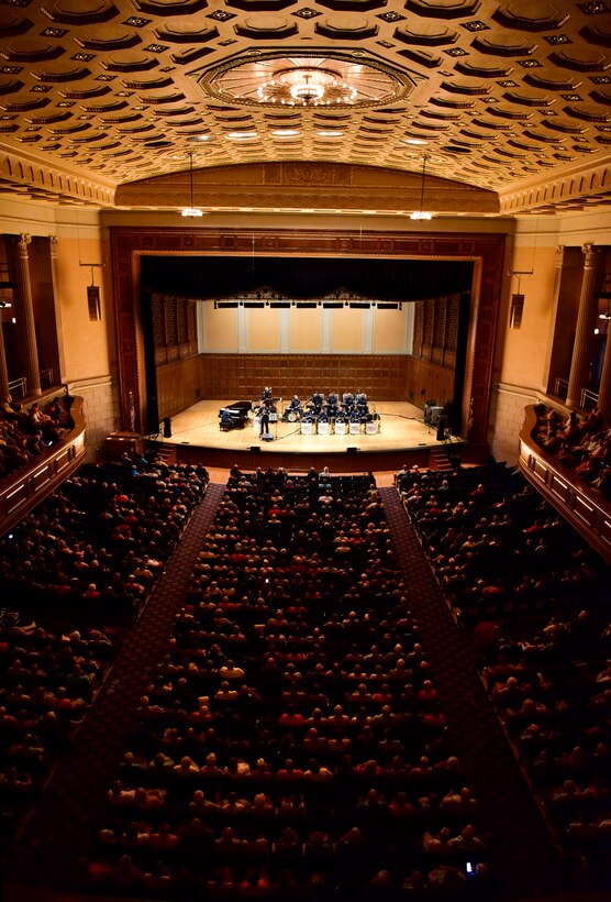 The U.S. Air Force Band Airmen of Note performs at Stambaugh Auditorium in Youngstown, Ohio, June 27, 2019. The band played at two other locations on their way to the Tri-C 40th Anniversary JazzFest in Cleveland, Ohio. (U.S. Air Force photo by Airman 1st Class Noah Sudolcan)