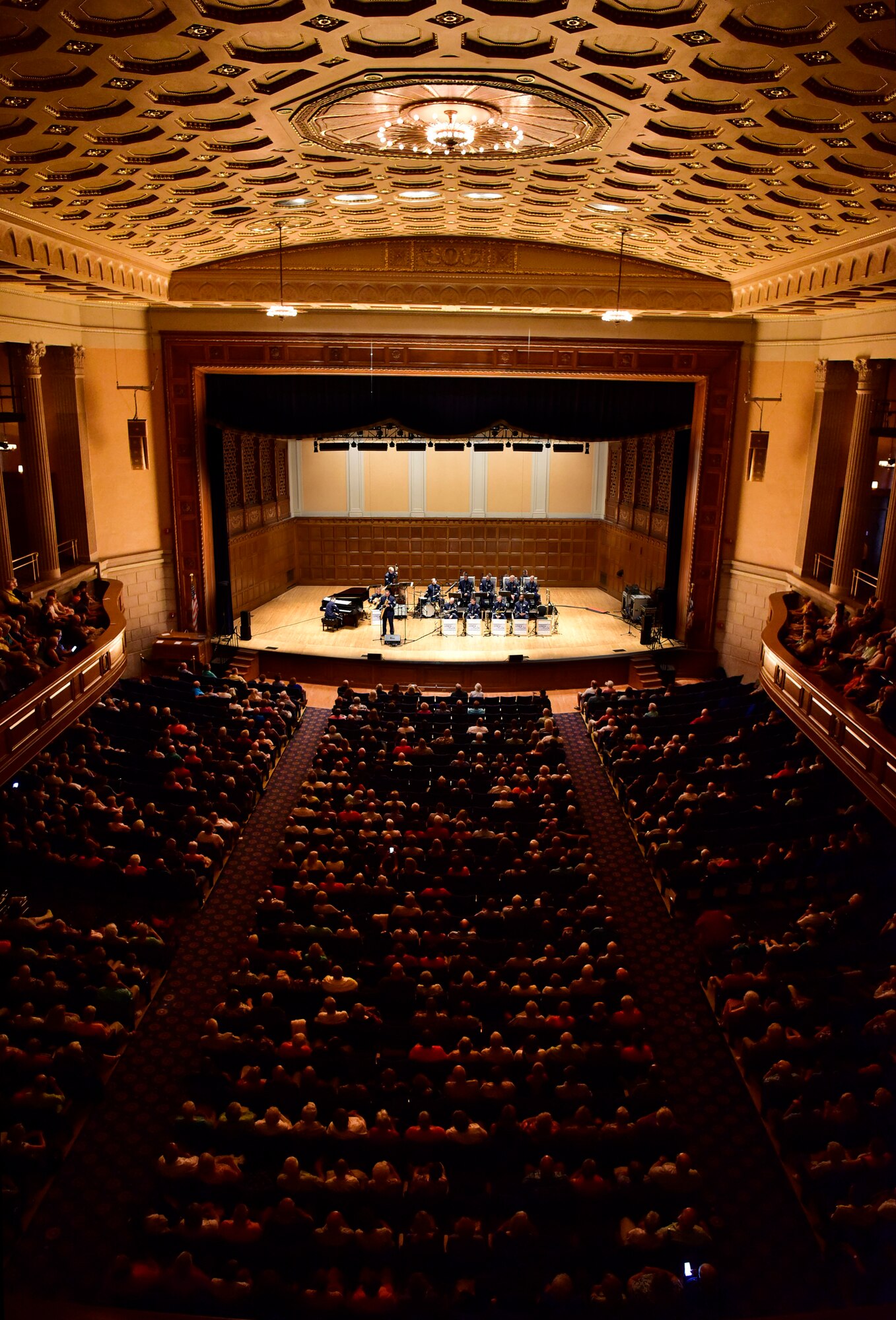The U.S. Air Force Band Airmen of Note performs at Stambaugh Auditorium in Youngstown, Ohio, June 27, 2019. The band played at two other locations on their way to the Tri-C 40th Anniversary JazzFest in Cleveland, Ohio. (U.S. Air Force photo by Airman 1st Class Noah Sudolcan)