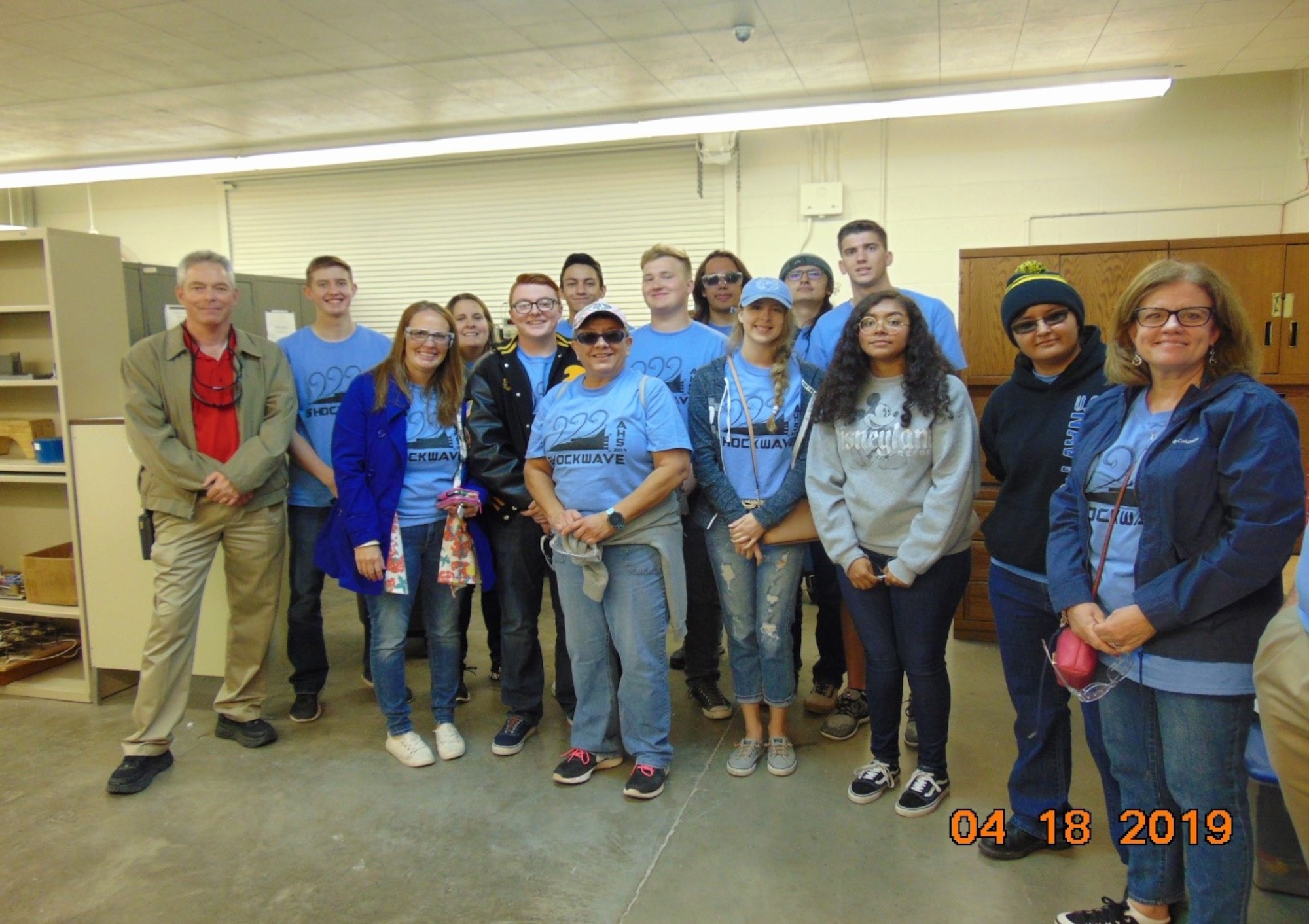 Alamogordo High School Shockwave Team in a HHSTT shop during open house (Courtesy photo by Mr. Dwight Harp)