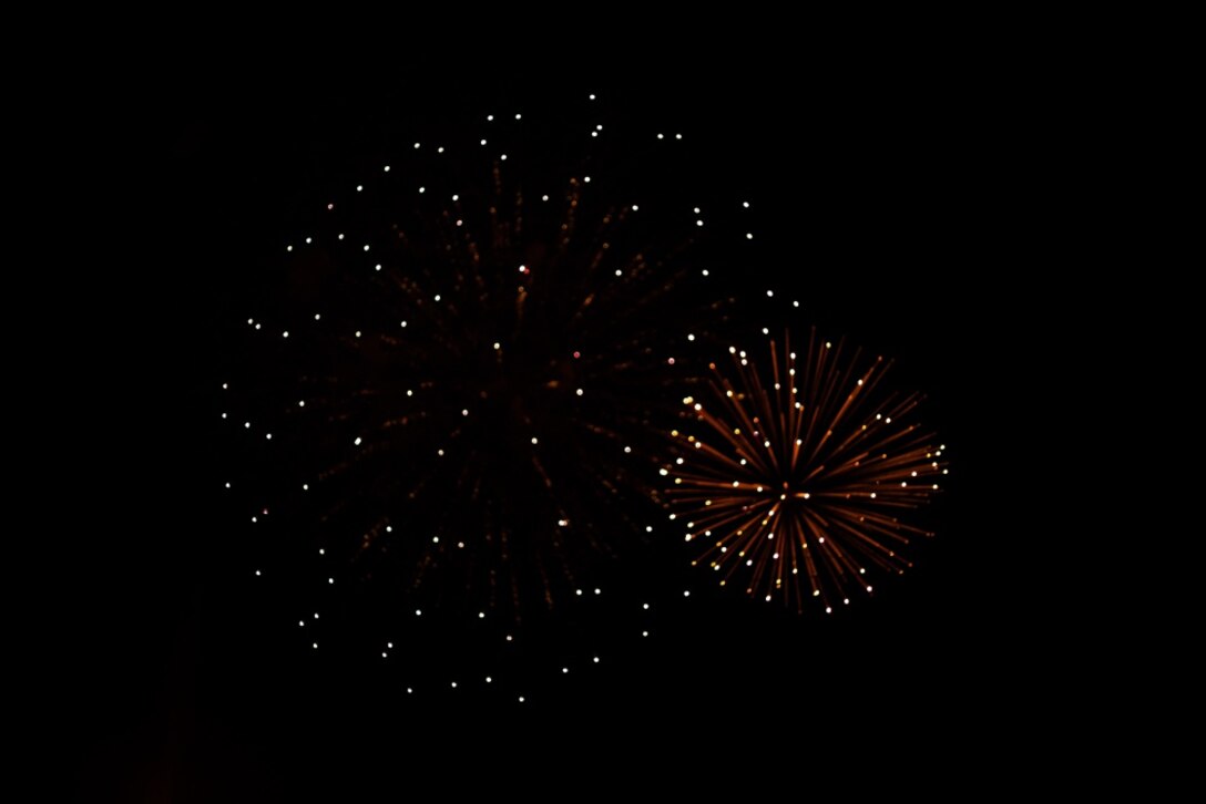 Fireworks occur during the closing of The 2019 Camp Foster Festival, at Camp Foster, Okinawa, Japan, July 6-7, 2019.