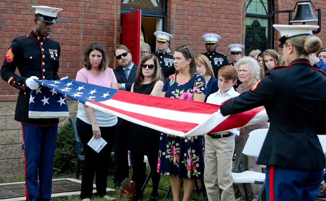 Several active-duty and retired Marines, and even Vietnam veterans were among the many service members who paid their respects to a Southwest Georgia World War II veteran, July 2. 95-year-old Sgt. John Eldridge Belk passed away on June 28, and was recently laid to rest at St. Patrick’s Episcopal Church. (U.S. Marine Corps photo by Re-Essa Buckels)