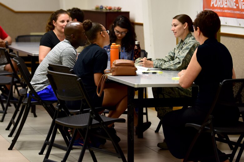 The 31st Medical Group held a Community Health Care Services Forum at Aviano Air Base, Italy, July 8, 2019. The forum was held to hear concerns and inform patients of improvements at the 31st MDG. (U.S. Air Force photo by Airman 1st Class Caleb House)