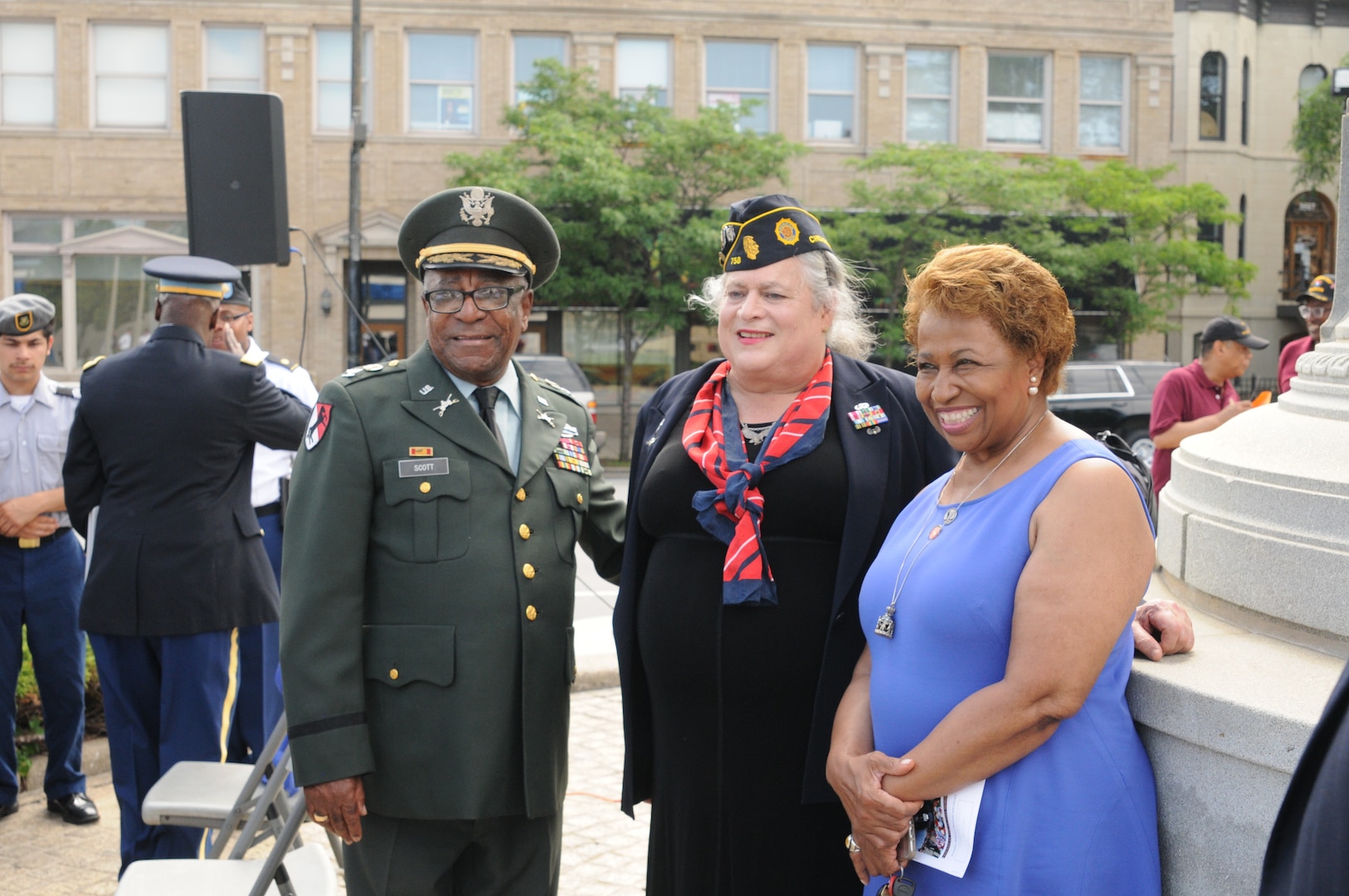 Col. (ret.) Eugene F. Scott, Lt. Col. (ret.) Jennifer Pritzker, and former Ambassador and U.S. Senator Carol Moseley-Braun