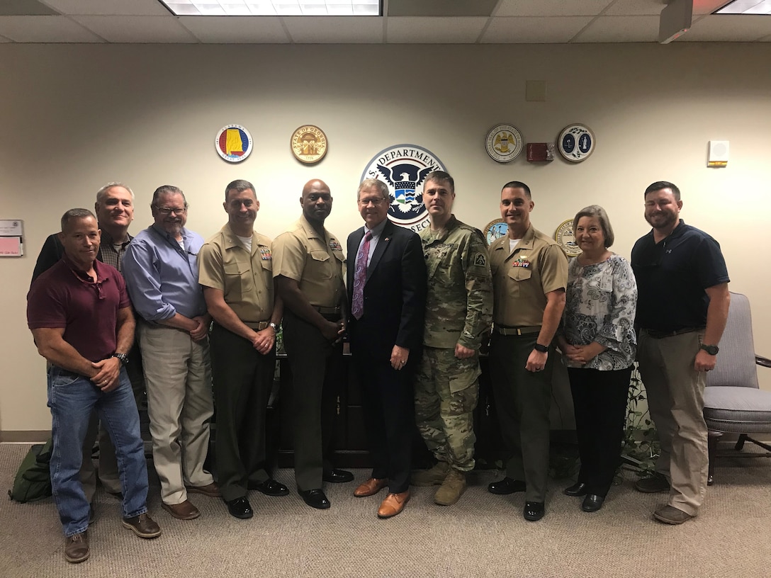 The Commanding Officer of Marine Corps Logistics Base Albany, Col. Alphonso Trimble, and several members of his staff visited the Federal Emergency Management Agency Region IV Regional Response Coordination Center in Atlanta, Ga., and the Georgia National Guard Joint Force Headquarters in Marietta, Ga., June 27. (U.S. Marine Corps photo by Steven Dancer)