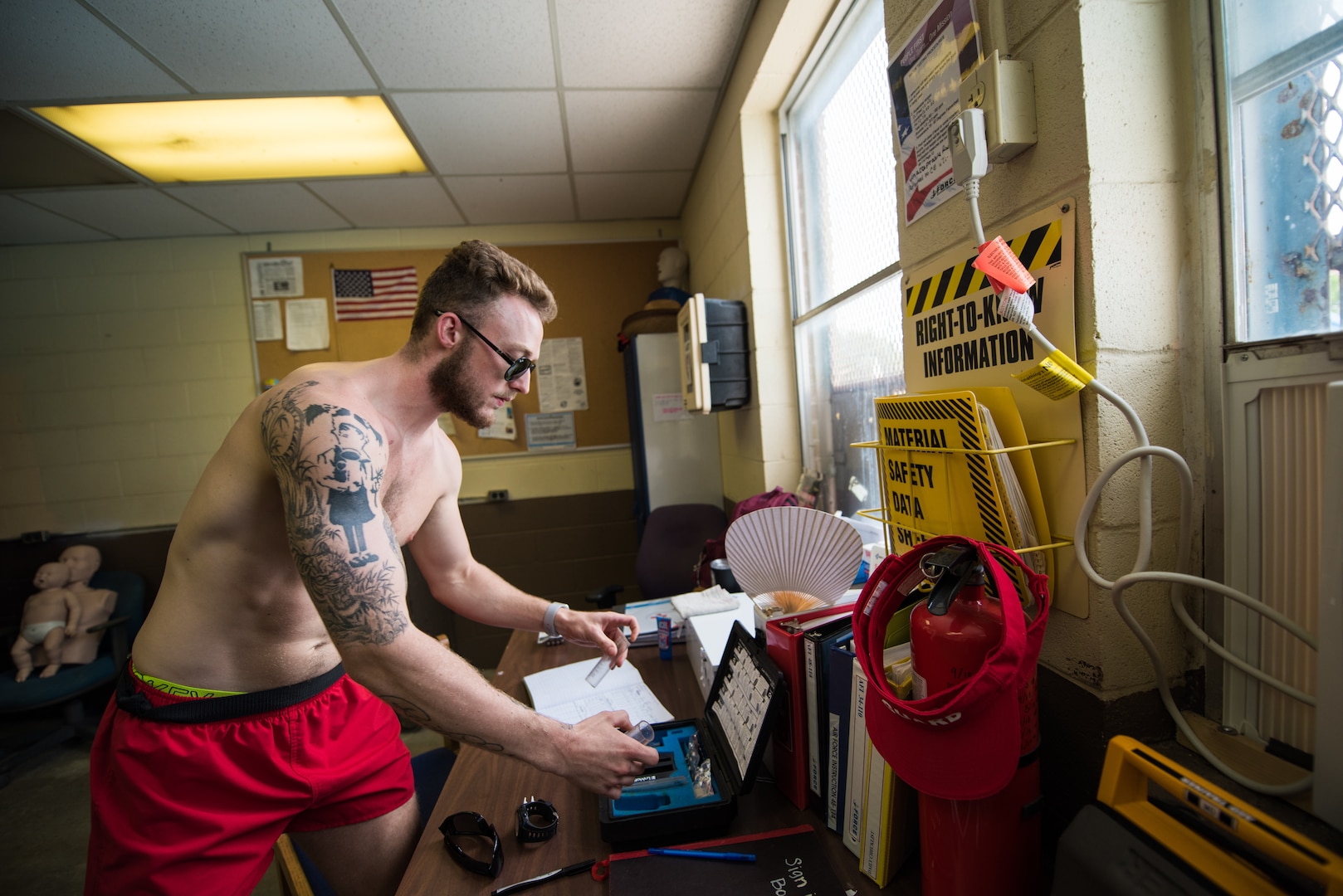 Bailey Parker, 502nd Force Support Squadron lifeguard, prepares to take a water sample before opening Warhawk pool, June 21, 2019, at Joint Base San Antonio-Lackland, Texas.