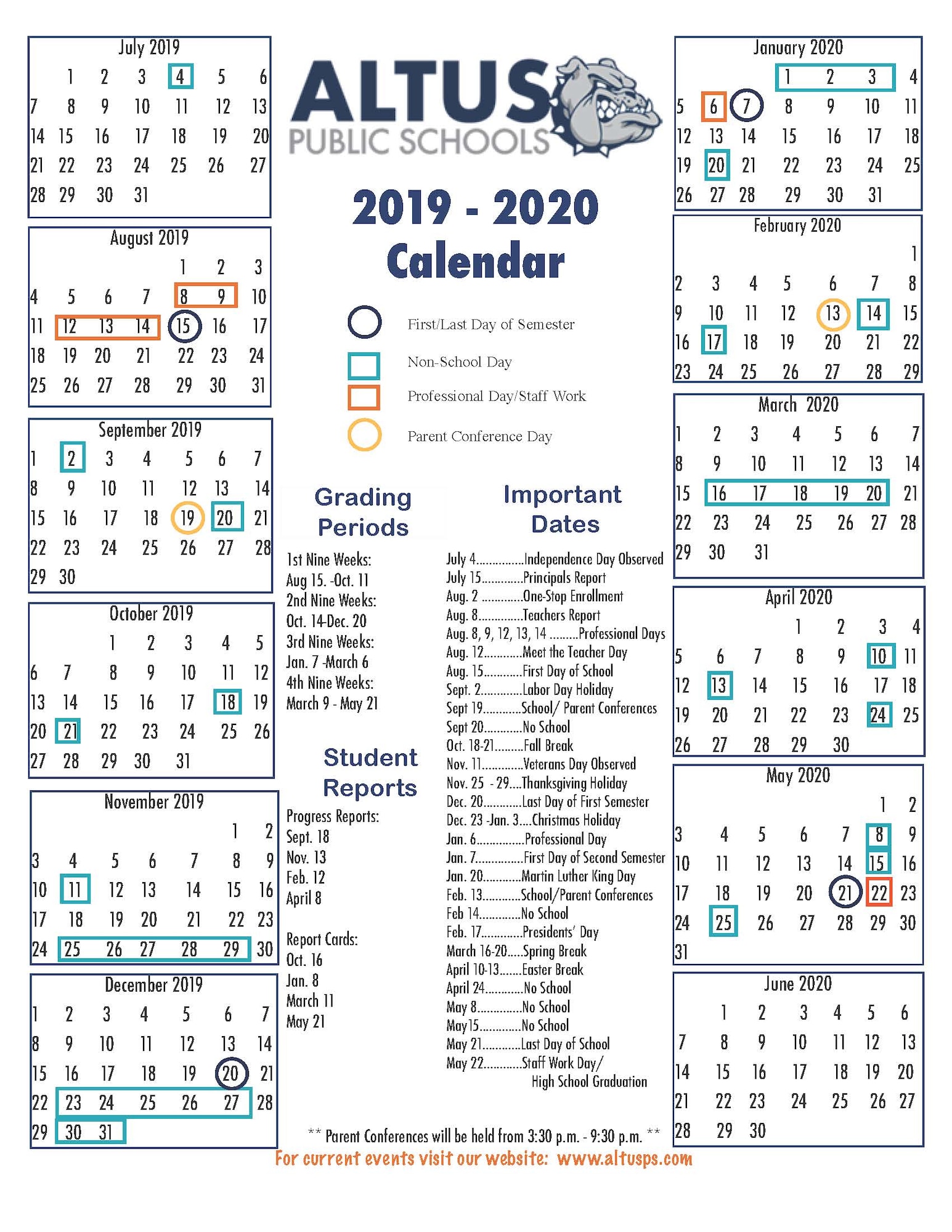 Altus Public Schools 2019-2020 Calendar