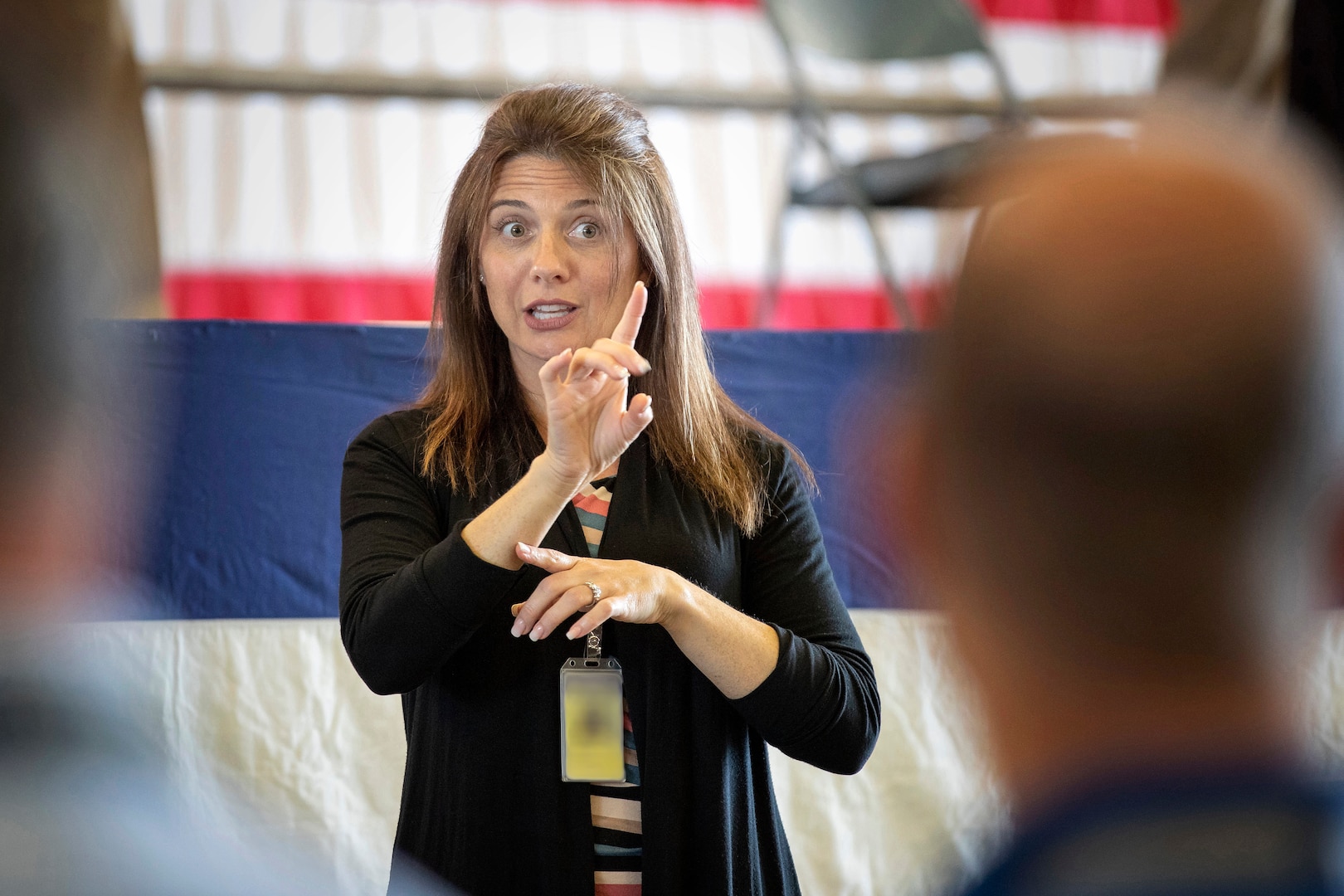 Marlene Bell, an American Sign Language Interpreter with Code 900A, Administrative Support, facilitates communication for deaf and hearing impaired employees at Puget Sound Naval Shipyard & Intermediate Maintenance Facility.