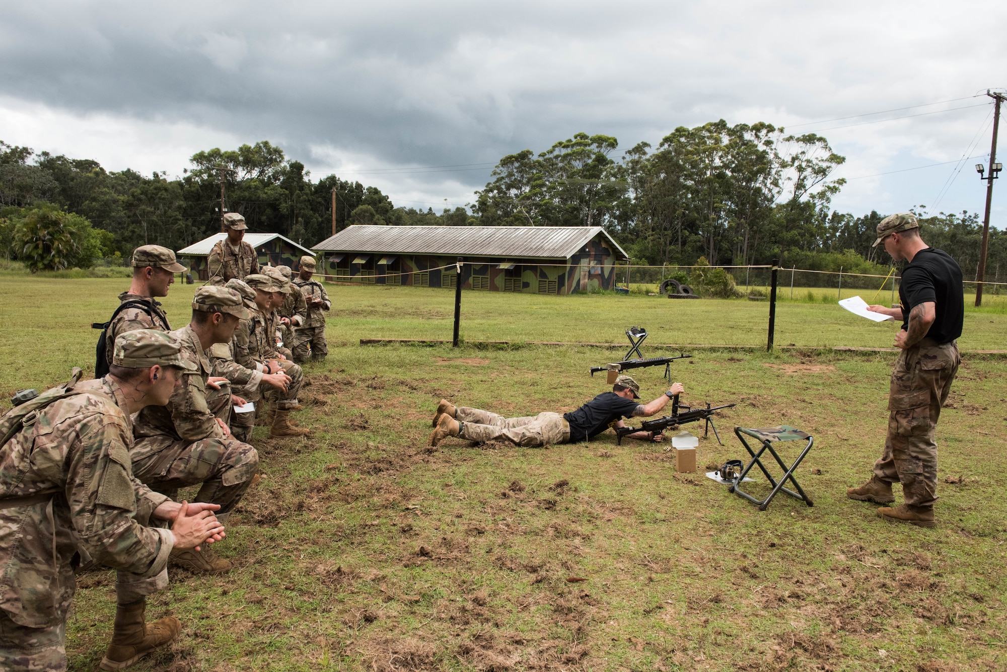 Ranger Assessment Course students learn the steps to un-jamming a weapon during training near Schofield Barracks, Oahu, Hawaii, May 20, 2019. The Airmen who pass the RAC gain more than a ticket into Ranger School and knowledge on Army tactics – they learn to lead. Throughout the course, Airmen were tested on their ability to perform land navigation, ambush, react to contact and squad attacks. Along with those assessments, the students went on runs and marches of different distances – all leading up to a 12-mile ruck march two days before graduation. (U.S. Air Force photo by Staff Sgt. Hailey Haux)