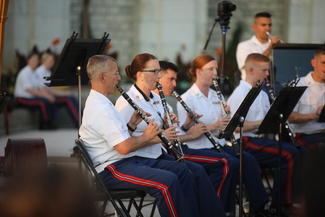 On July 10, 2019, the U.S. Marine Band performed a concert at the U.S. Capitol. The program celebrated the band's 221st anniversary and featured pieces linked to former Marine Band Directors. (U.S. Marine Corps photo by Master Sgt. Amanda Simmons/released)