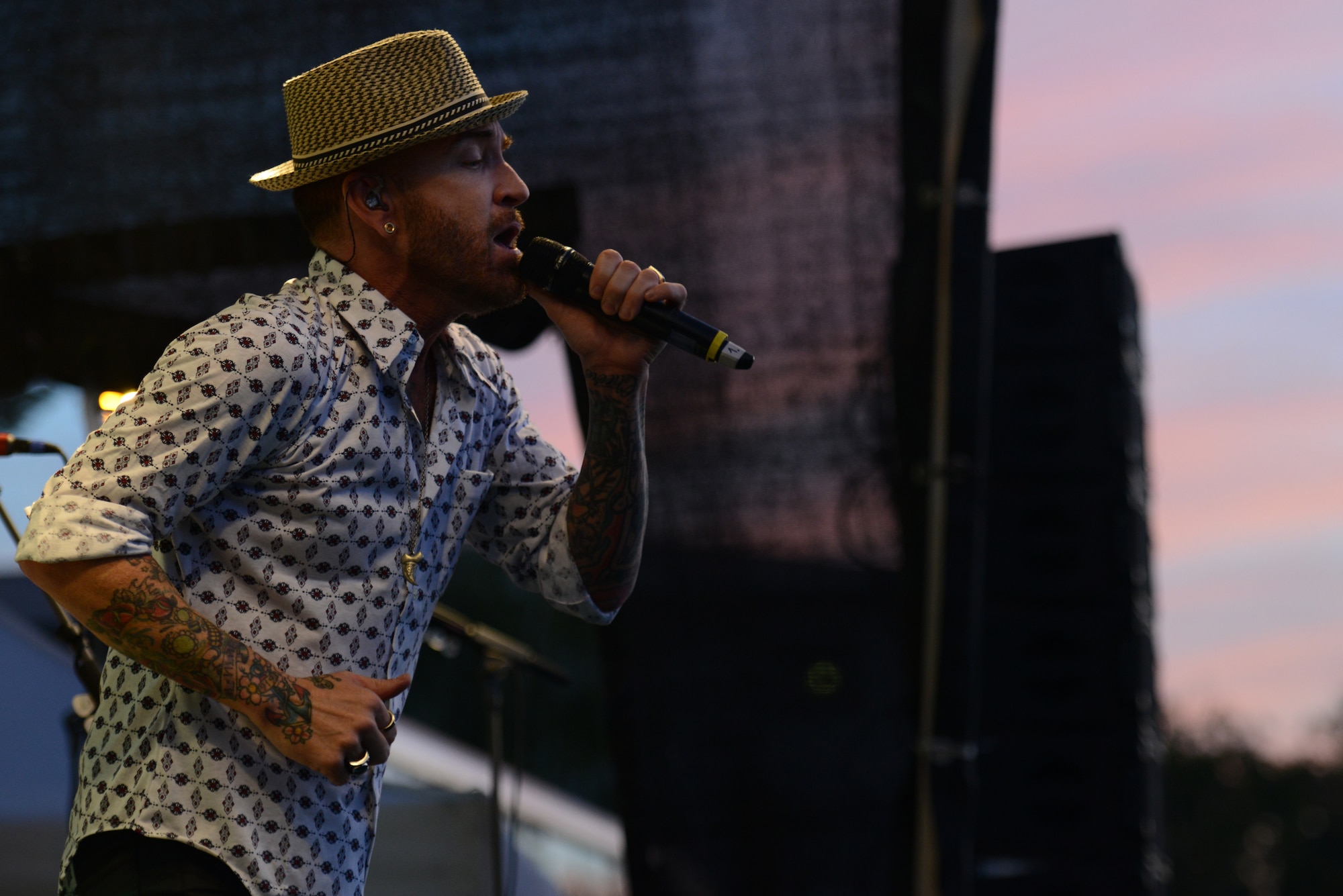 A. Jay Popoff, lead vocalist of the American rock band, Lit, sings during Freedom Fest on Ramstein Air Base, Germany, July 3, 2019.