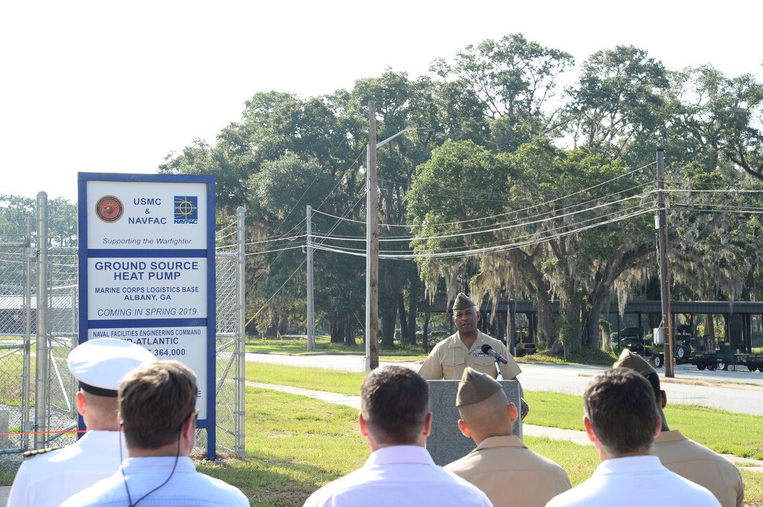 During a ribbon-cutting ceremony aboard Marine Corps Logistics Base Albany, July 9, base officials moved one step closer to achieving their NetZero energy resiliency goals.  Phase Two of the Borehole Thermal Energy Storage Systems and Ground Source Heat Pumps that will serve buildings in the downtown area of the base were officially commissioned for use.