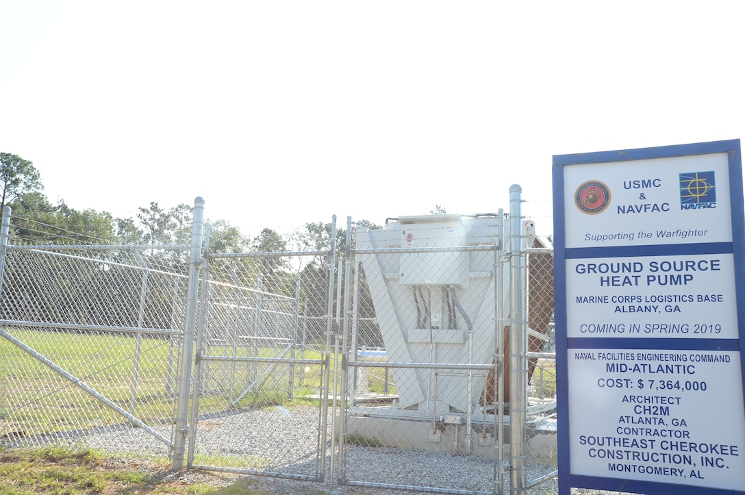 During a ribbon-cutting ceremony aboard Marine Corps Logistics Base Albany, July 9, base officials moved one step closer to achieving their NetZero energy resiliency goals.  Phase Two of the Borehole Thermal Energy Storage Systems and Ground Source Heat Pumps that will serve buildings in the downtown area of the base were officially commissioned for use.