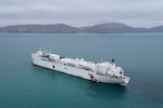 The hospital ship USNS Comfort is anchored off the coast of Callao, Peru.