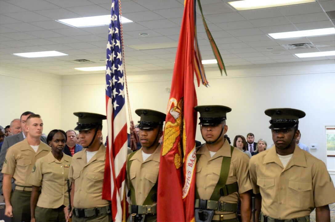 A near-capacity crowd of community and business leaders gathered at the Merry Acres Event Center in Albany, Georgia, July 10, to show their appreciation for those who currently serve in the military at Marine Corps Logistics Base Albany.