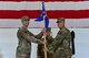 Col. Brian, 432nd Mission Support Group commander, assumes command of the newly activated 432nd MSG from Col. Stephen Jones, 432nd Wing/432nd Air Expeditionary Wing commander, at Creech Air Force Base, Nevada, July 11, 2019. The newly activated 432nd MSG will provide support functions such as personnel, civil engineering and services support to improve the quality of life on Creech while allowing the base to become more self-reliant. (U.S. Air Force photo by Senior Airman Haley Stevens)