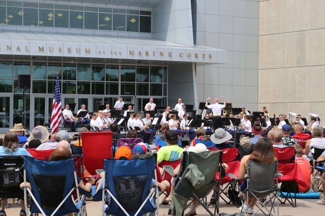 On Thursday, July 4, 2019, the Marine Band performed an Independence Day concert at the National Museum of the Marine Corps. (U.S. Marine Corps photos by Gunnery Sgt. Rachel Ghadiali/released)
