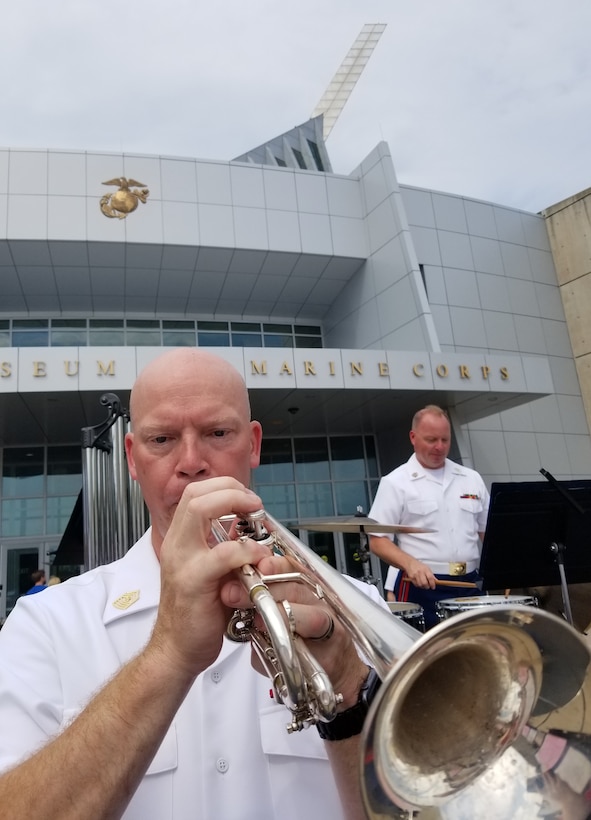 On Thursday, July 4, 2019, the Marine Band performed an Independence Day concert at the National Museum of the Marine Corps. (U.S. Marine Corps photos by Gunnery Sgt. Rachel Ghadiali/released)