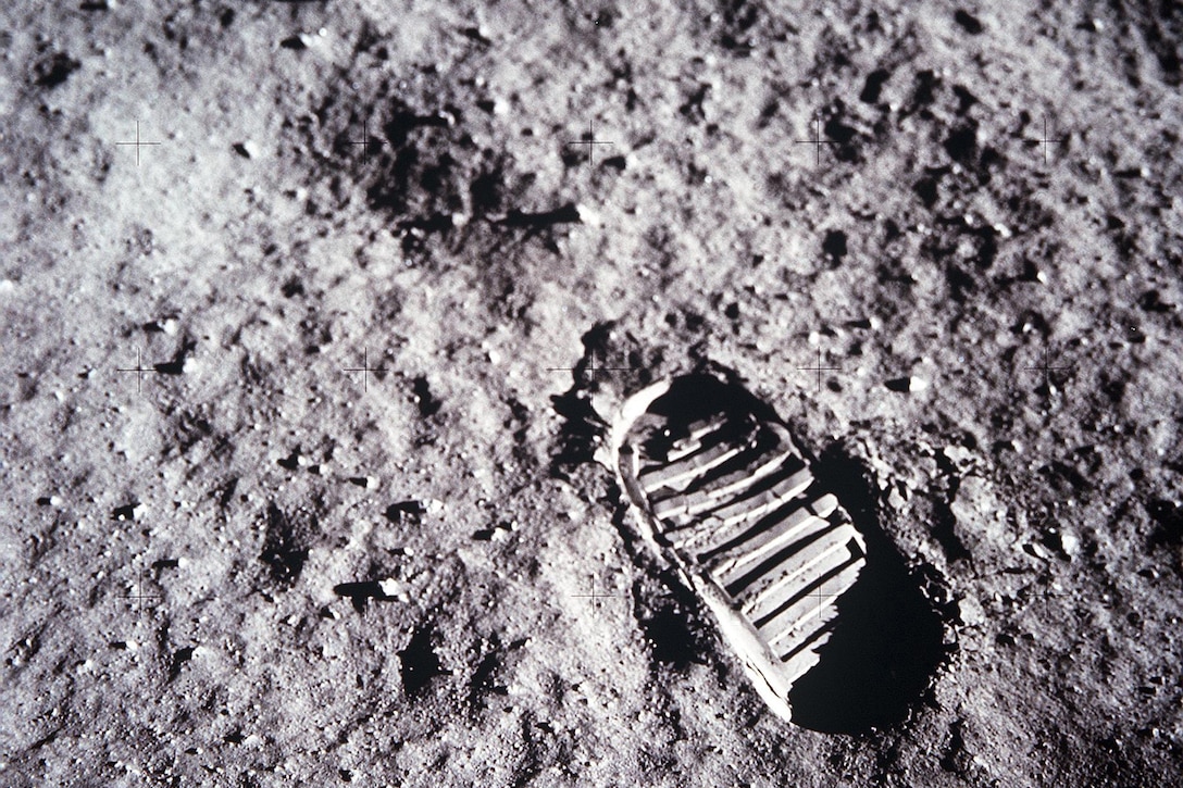 Boot print on the moon’s surface