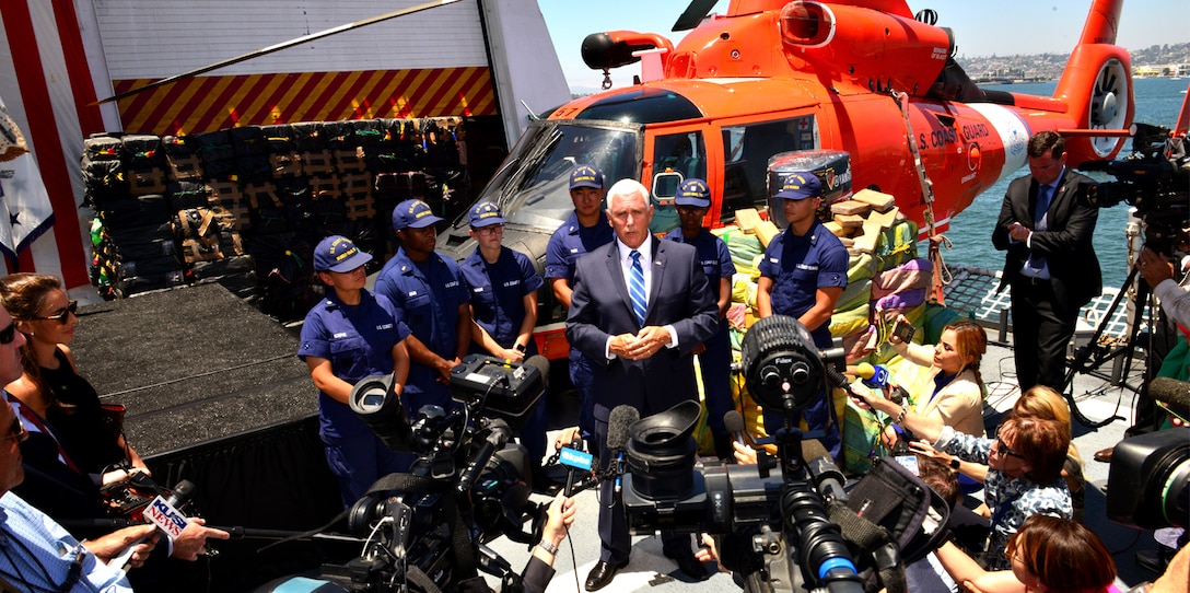 Vice President Mike Pence speaks to reporters.