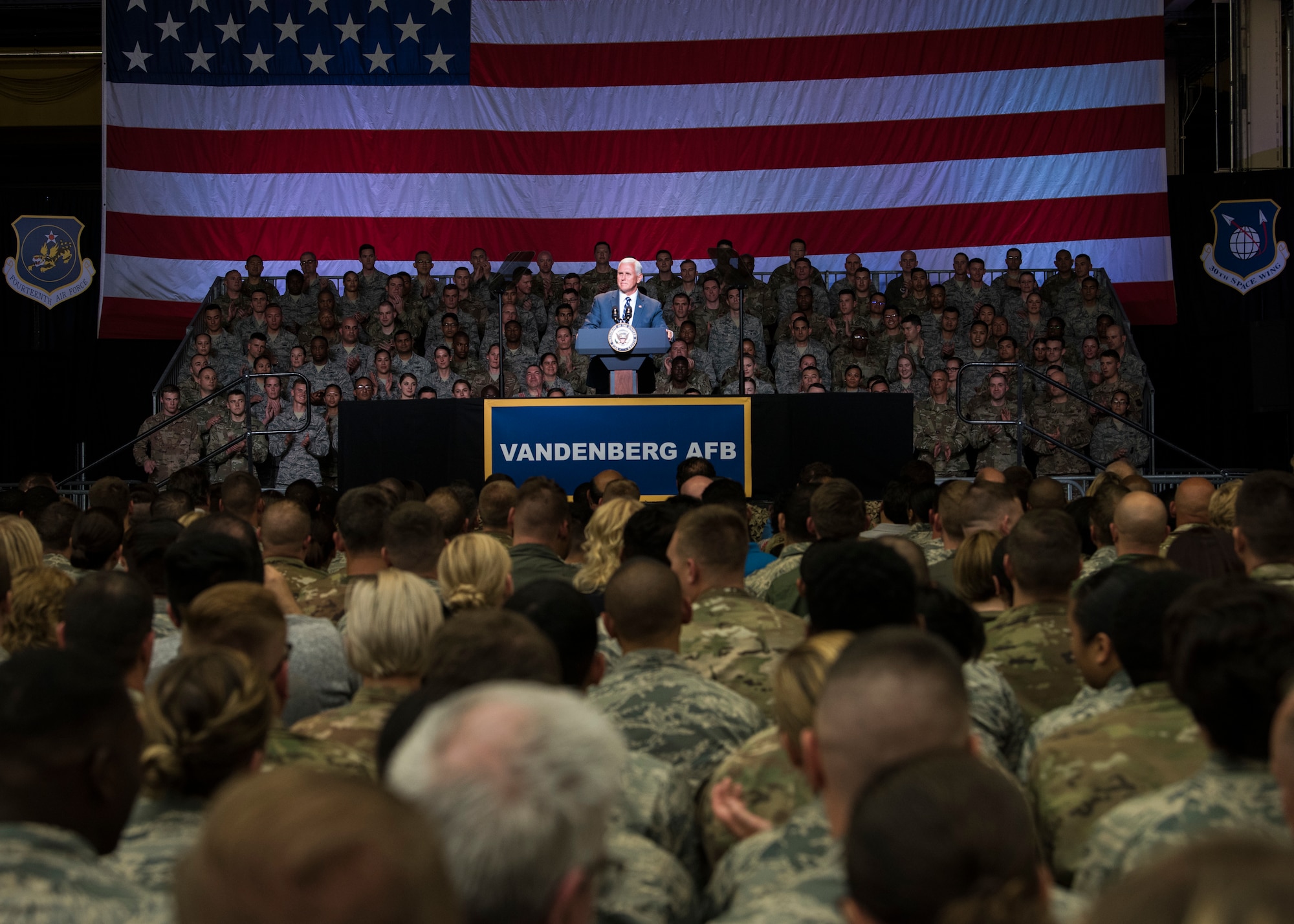 Vice President Michael R. Pence hosts an all-call assembly