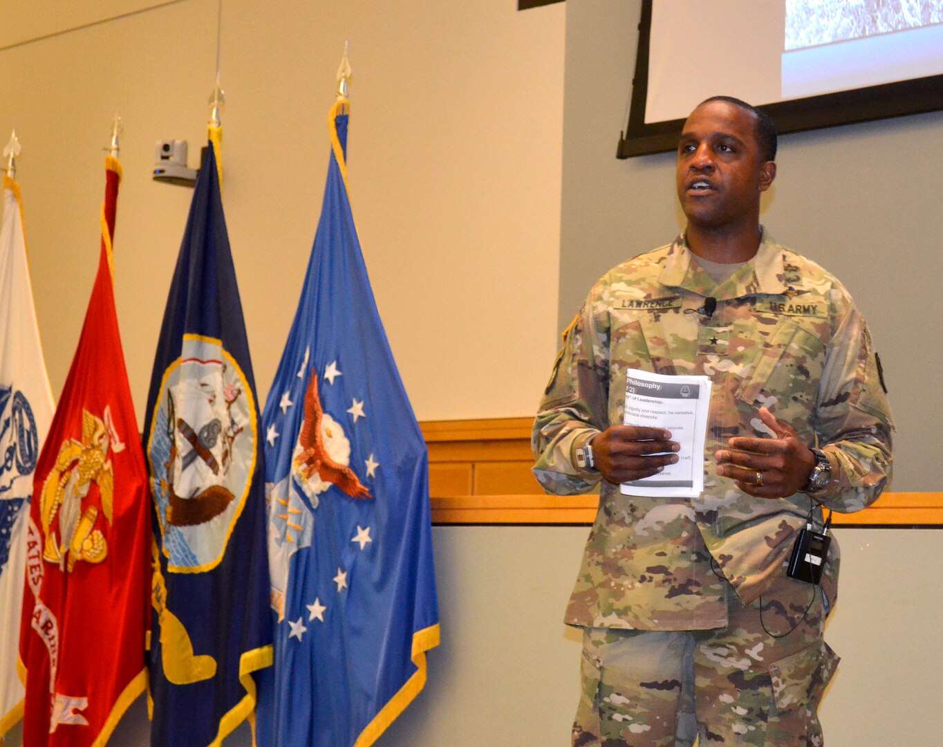 Army Brig. Gen. Lawrence talks to DLA Troop Support workforce at first town hall July 10