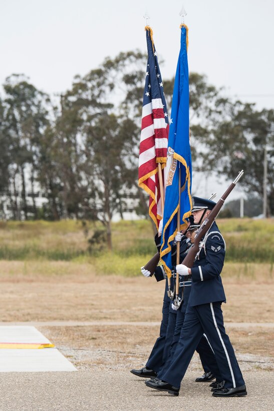 30th Space Wing members participate in a change of command ceremony July 12, 2019, at Vandenberg Air Force Base, Calif. During the ceremony, Col. Anthony J. Mastalir assumed command of the 30th Space Wing and will be in charge of operations for the Western Range, assuring continued access to space. (U.S. Air Force photo by Airman 1st Class Hanah Abercrombie)