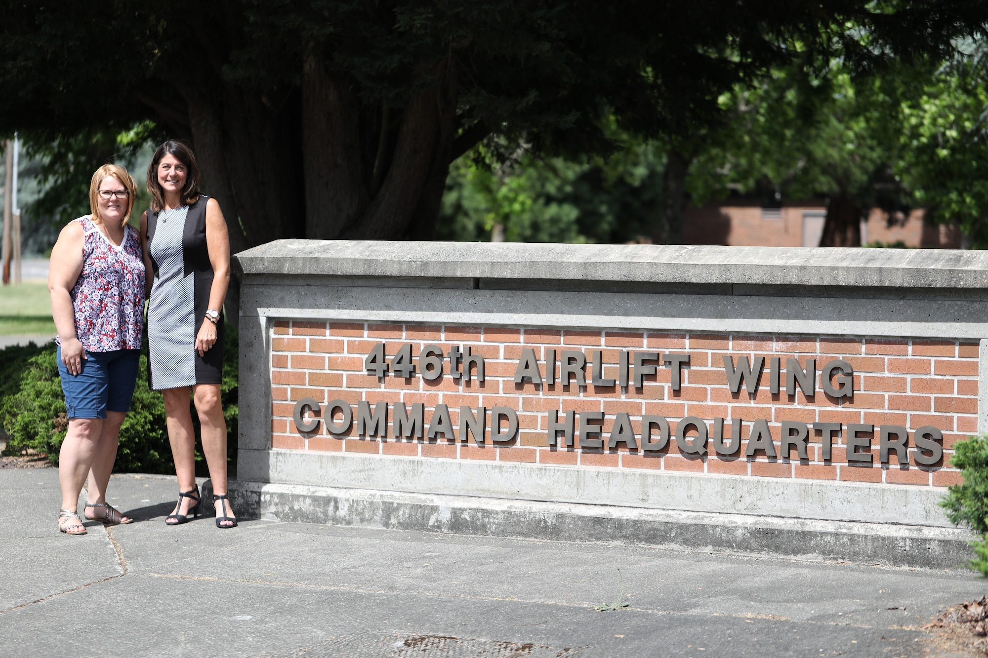 New key spouses, Willow Tucker and Lynette Bryant, took part in quarterly training at the 446th AW Airman and Family Readiness Center June 13, 2019.