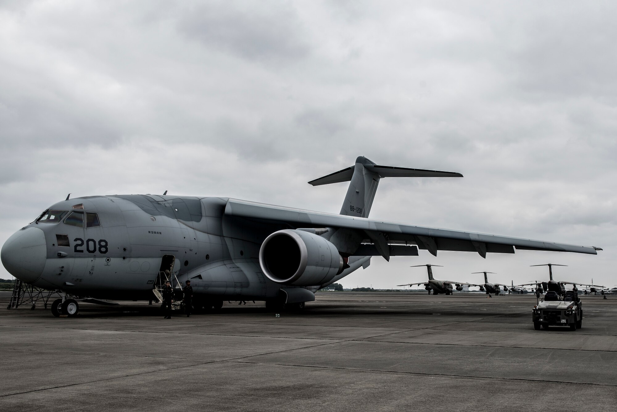 A Japan Air Self-Defense Force C-2 assigned to 3rd Tactical Airlift Wing, 403rd Squadron prepares for takeoff during a bilateral airlift exchange at Iruma Air Base, Japan, July 10, 2019.
