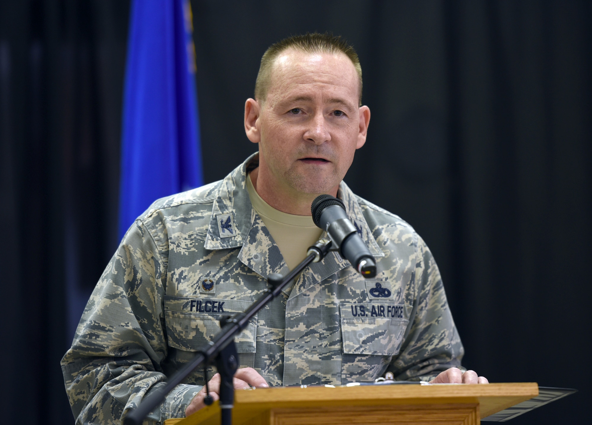 72nd Air Base Wing Commander Col. Paul Filcek gave opening remarks during the LGBT Pride Month Luncheon at the Tinker Chapel June 25. (U.S. Air Force photo/Kelly White)