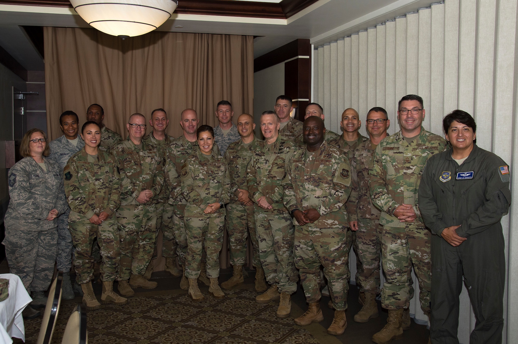 U.S. Army Command Sgt. Maj. John W. Troxell, senior enlisted advisor to the chairman of the Joint Chiefs of Staff, stands for a photo with members of MacDill’s senior enlisted leadership, July 11, 2019, at MacDill Air Force Base, Fla.  Troxell met with several units to monitor readiness and morale, while touring MacDill. (U.S. Air Force photo by Airman 1st Class Shannon Bowman)