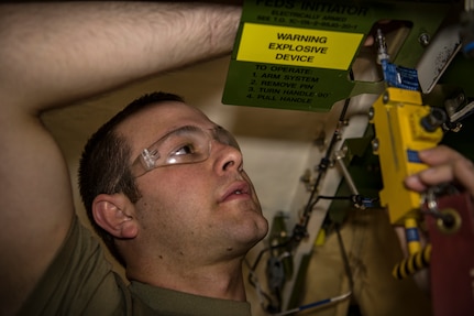 Staff Sgt. Jonathan Gardipee, an electrical and environmental student assigned to the 373rd Training Squadron, installs instrumentation on a C-17 Globemaster III maintenance simulator July 1, 2019, at Detachment 5 training facility, Joint Base Charleston, S.C. Detachment 5 utilizes a 44,000 square foot maintenance training facility to safely and effectively train Mobility Airmen throughout the Air Force on maintenance and repair procedures. The instructor team provides over 20,000 hours of instruction per year to new and seasoned avionic maintainers of the U.S. and partnered militaries who also utilize similar airframes. The Airmen are trained on innovative simulators in a safety oriented environment to maximize their effectiveness on the flightline. The C-17 Maintenance Trainer Development Team is comprised of training instructors from multiple Air Force Specialty Codes who fill the role as subject matter experts for the development of maintenance Airmen.