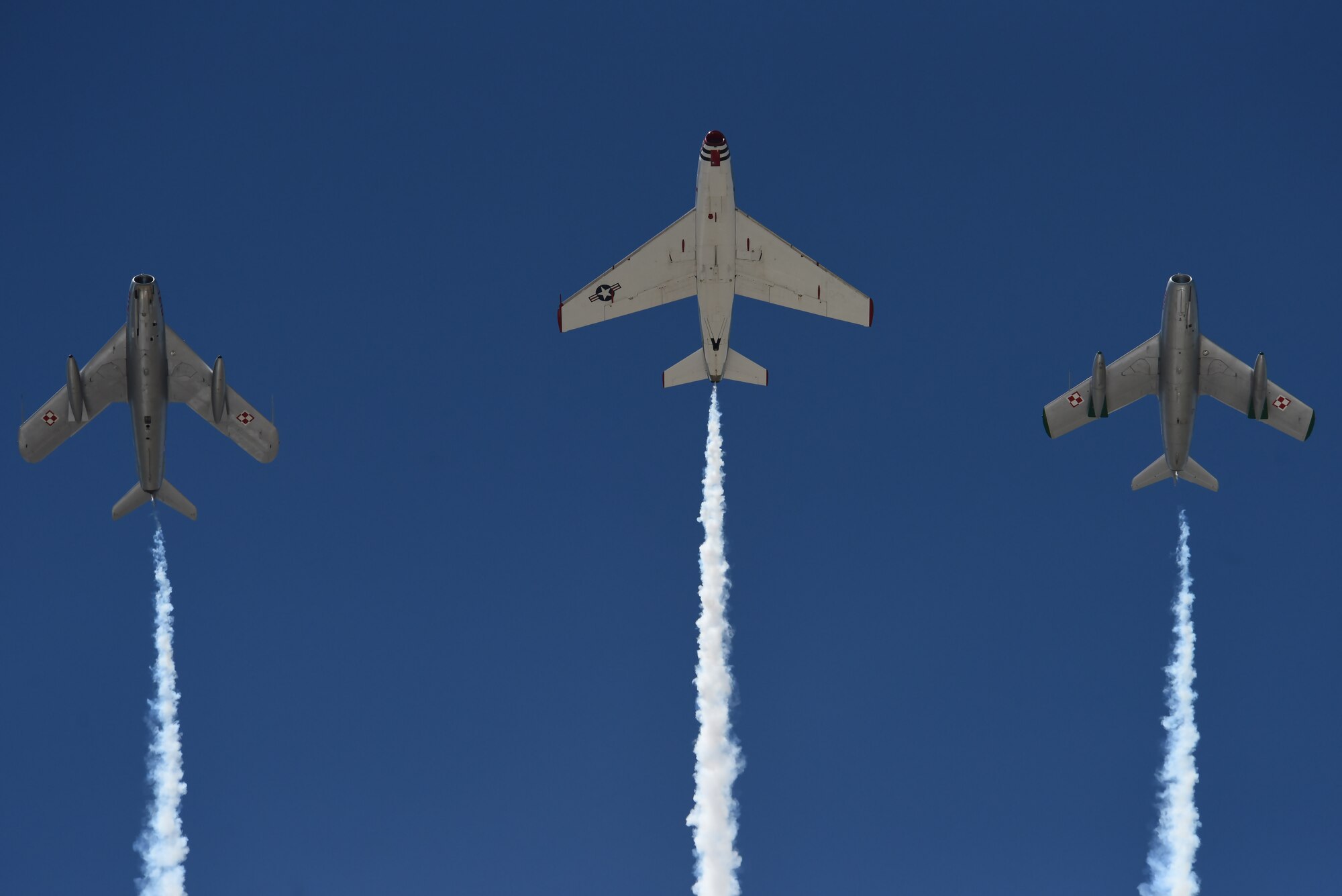 The MiG Fury Fighters perform a flyover July 13, 2019, the “Mission Over Malmstrom” open house event on Malmstrom Air Force Base, Mont.